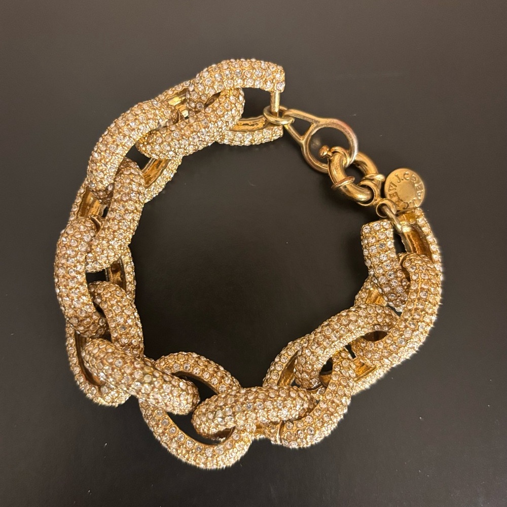 J.CREW Classic Pave Crystal Link Bracelet Gold tone